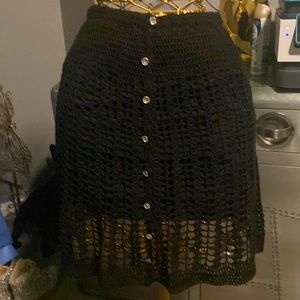 Betsey Johnson knitted skirt set bling buttons